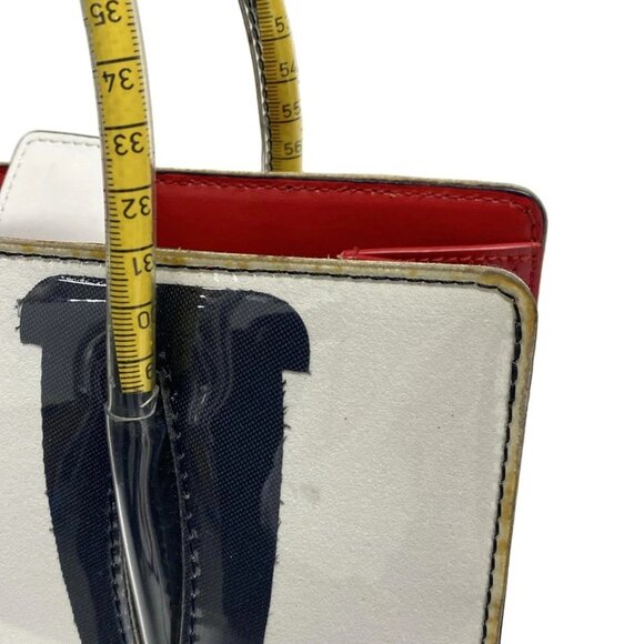 Auth CHRISTIAN LOUBOUTIN Paloma White Yellow Multi Vinyl Leather Tote Bag - Picture 12 of 15